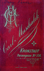 Románia,Erdély, Brassó, Purzengasse 536., Carl Muschalek fényképész., 1900, Fekete Bernadette, fényképész, hátlap, műterem, Fortepan #221371