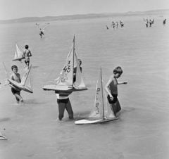 Hungary, Balatonszemes, Hajómodellező Országos Úttörő Bajnokság., 1965, MHSZ, model ship, Fortepan #22148