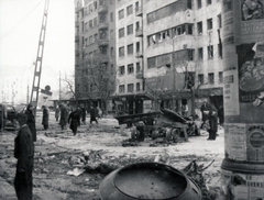 Magyarország, Budapest XI., Bartók Béla út, szemben a Móricz Zsigmond Körtér és a Vásárhelyi Pál utca közötti épületek látszanak., 1956, Matthaeidesz Konrád, Budapest, forradalom, Fortepan #221636