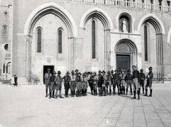 Olaszország, Padova, a Piazza del Santo a Szent Antal-bazilika előtt., 1925, Garamvölgyi Lajos, templom, cserkész, Fortepan #221854