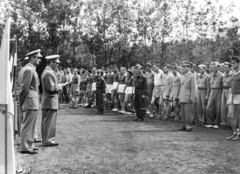 Hungary, Dunakeszi, repülőtér, a Magyar Repülő Szövetség I. Országos Sportbajnokságának megnyitója 1952. augusztus 20-án., 1952, Nasztanovics Ferenc, festive, soldier, Fortepan #222185