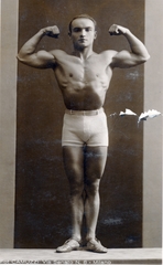 1931, Milkovits Gábor, half-naked, strong, body building, man, posture, Fortepan #222246