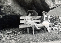 1930, Székely Pál, sunshades, bench, Fortepan #222354