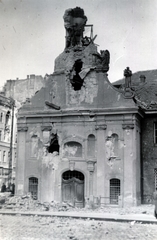 Magyarország, Budapest VIII., Rákóczi út - Gyulai Pál utca sarok, Szent Rókus-kápolna., 1956, Horváth János és családja, Budapest, épületkár, Fortepan #222436