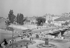 Románia,Erdély, Nagyvárad, Szent László híd., 1961, Pálfi Balázs, híd, folyó, villamos, Fortepan #22263