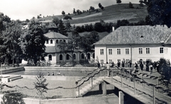 Szlovákia, Szklenófürdő, strand., 1928, Balla Zoltán, lépcső, fürdőzés, Fortepan #222852