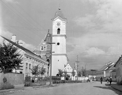 Románia,Erdély, Gyergyószentmiklós, Márton Áron utca, Szent Miklós-templom., 1961, Pálfi Balázs, barokk-stílus, katolikus, Fortepan #22323