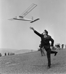 Hungary, Budapest II., Pesthidegkút, repülőmodellezők a Vörös Kővár tetején., 1969, MHSZ, model plane, Budapest, Fortepan #22380