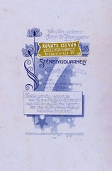 Románia,Erdély, Székelyudvarhely, Kossuth Lajos utca 21., Kováts István fénykép műterme., 1911, Kálnoki Kis Sándor, hátlap, Fortepan #223864