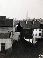 Franciaország, Strasbourg, kilátás a Gare de Strasbourg felől, háttérben jobbra a ködbevesző katedrális., 1929, Kieselbach Tamás, Fortepan #224079