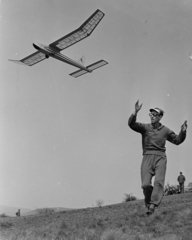 Hungary, Budapest II., Pesthidegkút, repülőmodellezők a Vörös Kővár tetején., 1969, MHSZ, model plane, Budapest, Fortepan #22408