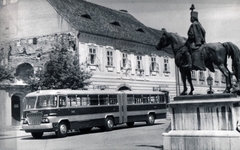 1960, Tauber-Rozman család, Ikarus-márka, lovas szobor, csuklós busz, Ikarus IC 622, Fortepan #224347