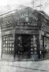 1912, Kovács Györgyi, store display, hat, hat shop, Fortepan #224519