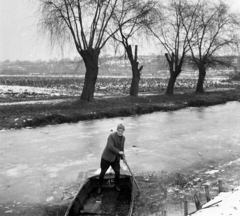 Magyarország, 1966, Magyar Rendőr, tél, csónak, Fortepan #22459