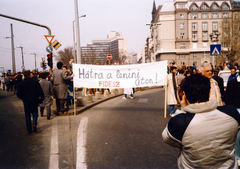 Magyarország, Budapest V., a Petőfi tér és a Március 15. tér, március 15-i ünnepség és politikai demonstráció résztvevői., 1989, Hegedűs Tibor dr, Budapest, Fortepan #224731