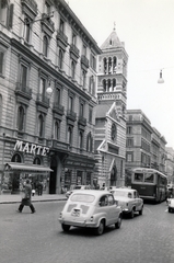 Olaszország, Róma, a Via Nazionale a Via Firenze és a Via Napoli között,
szemben a San Paolo dentro le Mura templom, 1960, Dr. Iván Zoltán, templom, Fiat 500, utcakép, Fortepan #224785