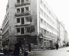 1945, Sallai János, damaged building, cornerhouse, war damage, Fortepan #224892