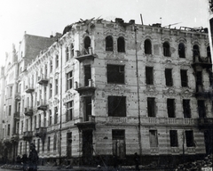 1945, Sallai János, damaged building, cornerhouse, war damage, bullet hole, Fortepan #224893