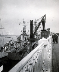 Belgium, Antwerpen, amerikai hadihajók a déli rakpart mellett., 1958, Vincent Till Baumgartner, hajó, Fortepan #225391