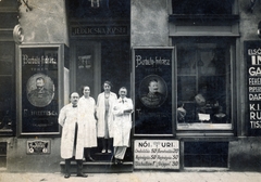 Magyarország, Budapest VII., Csengeri utca 32., Jedlicska József borbély és fodrász terme a Király utca sarkán álló házban., 1933, Vincent Till Baumgartner, üzletportál, fodrászat, Budapest, ártábla, Fortepan #225554