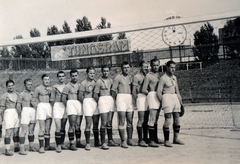 1937, Csonka Sándor, libasor, nagyság szerint, Tungsram-márka, sport mez, futballcsapat, csoportkép, futballpálya, Fortepan #225686