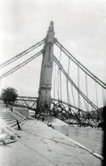 Hungary, Budapest V., pesti alsó rakpart, szemben a lerombolt Erzsébet híd pesti hídfője., 1947, Bónis József, wrecked bridge, wharf, Budapest, Fortepan #225956