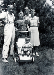 1938, Csókay Ágnes, tableau, family, baby carriage, Fortepan #226181