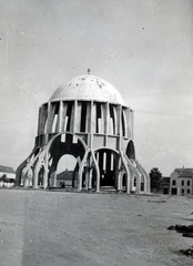 Magyarország, Mohács, Széchenyi tér, a Fogadalmi templom építése közben., 1934, Alföldy Mari, Fortepan #226662