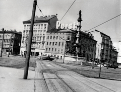 Ausztria, Bécs, Praterstraße a Pratersternnél, középen a Tegetthoff-emlékmű (Carl Kundmann, 1886.)., 1963, Simon Erzsébet, Fortepan #226922