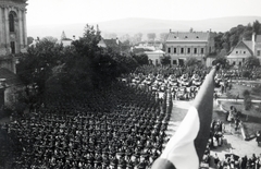 Románia,Erdély, Szamosújvár, Fő tér (ekkor Horthy Miklós tér, ma Piața Libertății). A felvétel 1940. szeptember 9-én, a magyar csapatok bevonulása idején készült., 1940, Szilvási hagyaték, katonai parádé, Fortepan #226964