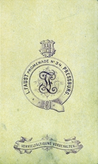 Szlovákia, Pozsony, Promenade 34., Faust fényképész., 1900, Perlaki Rózsa, hátlap, műterem, fényképész, Fortepan #227236