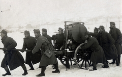 1915, Vízkelety László, military, soldier, wheel, uniform, winter, snow, First World War, army, Fortepan #227330