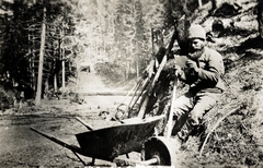 1917, Vízkelety László, reading, wheelbarrow, beard, Fortepan #227508