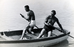 1940, Vízkelety László, half-naked, strong, paddling, Fortepan #227523