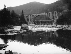 Ukraine, Yaremche, felrobbantott viadukt a Prut folyó felett., 1941, Ungváry Krisztián, eastern front, second World War, wrecked bridge, decay, elegy, Fortepan #22787