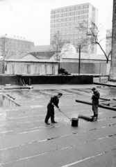 Magyarország, Budapest XI., Stoczek József (Stoczek) utca, a BME Vásárhelyi Pál Kollégiumának építési területe, távolabb a háttérben a BME E épülete magaslik ki., 1974, Középületépítő Vállalat - Kreszán Albert - Koczka András - Kemecsei József, Budapest, Fortepan #227961