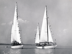 Hungary,Lake Balaton, a Szaturnusz és az Uránusz vitorlás., 1967, Fortepan/Album078, sailboat, Uránusz ship, Fortepan #228281