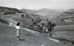 Hungary, Pomáz, kilátás a Vár utcától a Pilis felé., 1938, Flanek-Falvay-Kováts, back, hillside, picture, Fortepan #228499