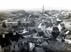 Magyarország, Veszprém, kilátás a Várkilátóból a Szent László-templom felé., 1935, Flanek-Falvay-Kováts, Fortepan #228736