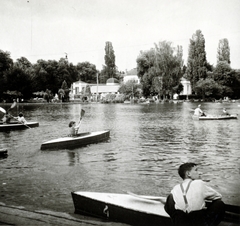 Románia,Erdély, Kolozsvár, Séta tér, csónakázótó és a Kaszinó épülete., 1943, Flanek-Falvay-Kováts, Fortepan #228815