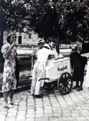 1938, Flanek-Falvay-Kováts, ice cream seller, handbarrow, ice cream, Fortepan #228836