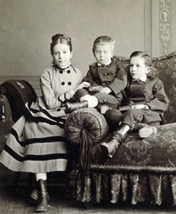 1900, Flanek-Falvay-Kováts, family, kids, girl, boy, kid, brothers, three people, Fortepan #228994