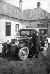 1928, Baráth Endre, portré, német gyártmány, Opel-márka, udvar, férfi, automobil, Opel 8/40 PS, Fortepan #22901