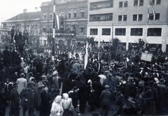 Slovakia, Košice, Fő utca (ulica Hlavná) 1938. november 11-én a magyar csapatok bevonulása idején., 1938, Ábrahám Katalin és László, Fortepan #229103