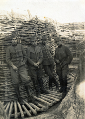 1917, Papp Éva, Best of, tableau, smoking, waiting, military, twig wall, uniform, trench, cigarette, soldier, hedge, Fortepan #229244