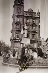 Magyarország, Budapest V., Ferenciek tere (Apponyi tér). Pázmány Péter szobra a Kígyó utca torkolatánál., 1943, Fortepan/Album002, szobor, Korb Flóris-terv, Giergl Kálmán-terv, palota, Pázmány Péter-ábrázolás, Budapest, Fortepan #22929