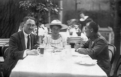 1920, Nagy Sándor, hospitality, hat, uniform, restaurant, meal, men, drinking, beer, woman, place, table, beer mug, Fortepan #22950