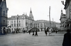 Románia,Erdély, Kolozsvár, Wesselényi Miklós utca (Strada Regele Ferdinand, balra a Széki-palota részlete, középen a Szamos folyó feletti un. vashíd látható, ma a Horea híd áll a helyén. Távolabb a Berde-palota., 1940, Fucskár József Attiláné, Fortepan #229554