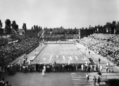 Magyarország, Margitsziget, Budapest, Hajós Alfréd Nemzeti Sportuszoda., 1955, Fortepan/Album083, közönség, úszóverseny, uszoda, Fortepan #229835