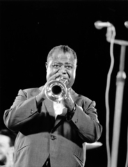 Hungary, Népstadion, Budapest XIV., Louis Armstrong koncertje 1965. június 9-én., 1965, Szegő, Budapest, trumpet, Fortepan #229880